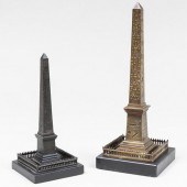 TWO BRONZE AND MARBLE LUXOR OB