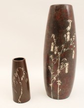 TWO BRONZE AND STERLING SILVER