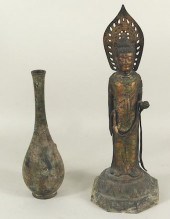 TWO BRONZE ASIAN ITEMS, QUAN Y