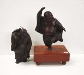 TWO BRONZE BUDAI FIGURES, EACH
