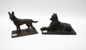 TWO BRONZE CANINE SCULPTURES: