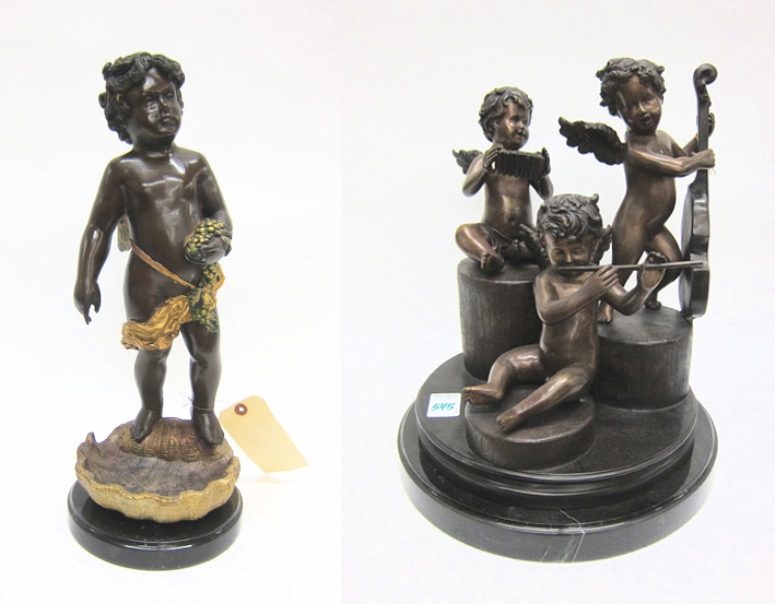 TWO BRONZE CUPID SCULPTURES:
