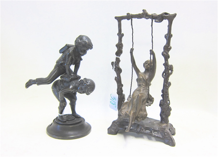 TWO BRONZE FIGURAL SCULPTURES: