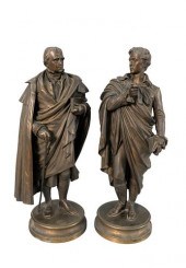 TWO BRONZE FIGURAL STATUES STA