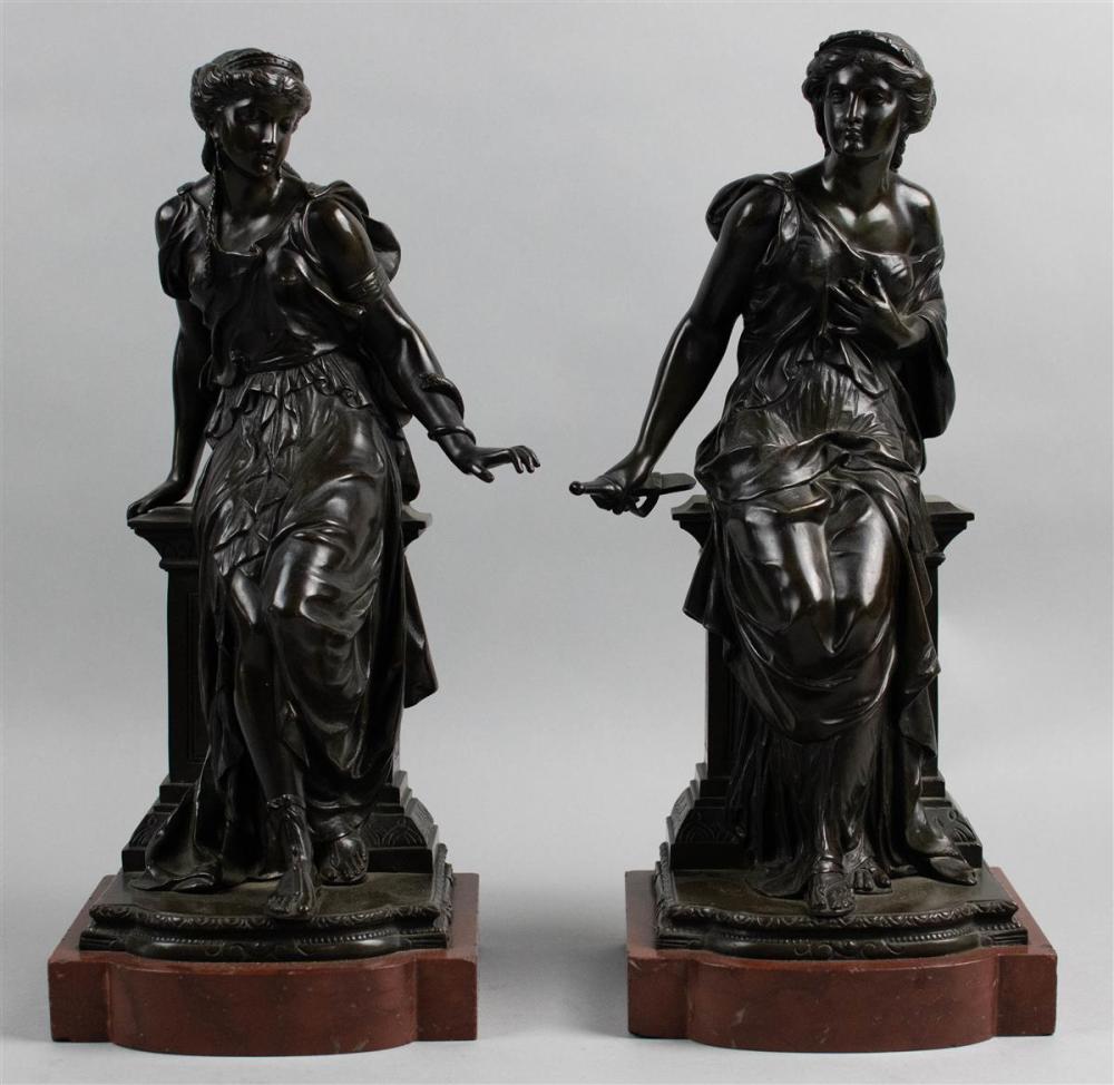 TWO BRONZE FIGURES OF CLEOPATRA AND