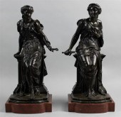TWO BRONZE FIGURES OF CLEOPATR
