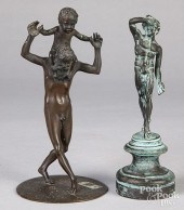 TWO BRONZE FIGURES, ONE SIGNED