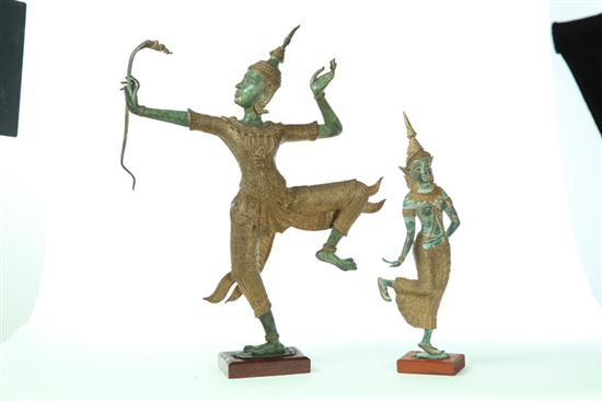 TWO BRONZE FIGURES.  Thailand  20th