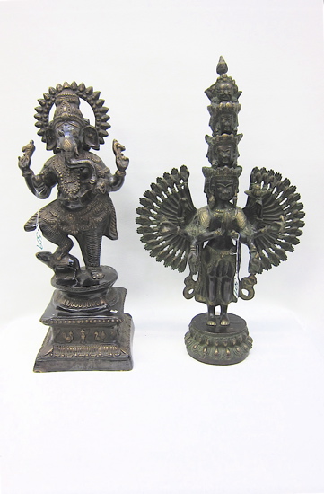 TWO BRONZE HINDU GOD SCULPTURES: