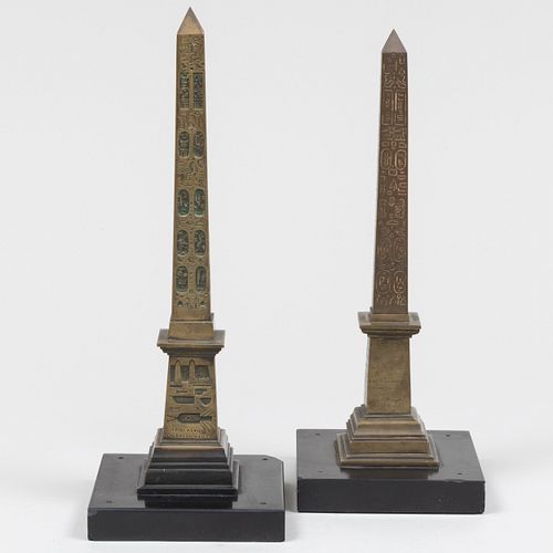 TWO BRONZE LUXOR OBELISKSThe taller