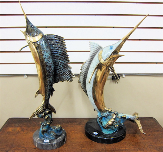 TWO BRONZE MARINE WILDLIFE
