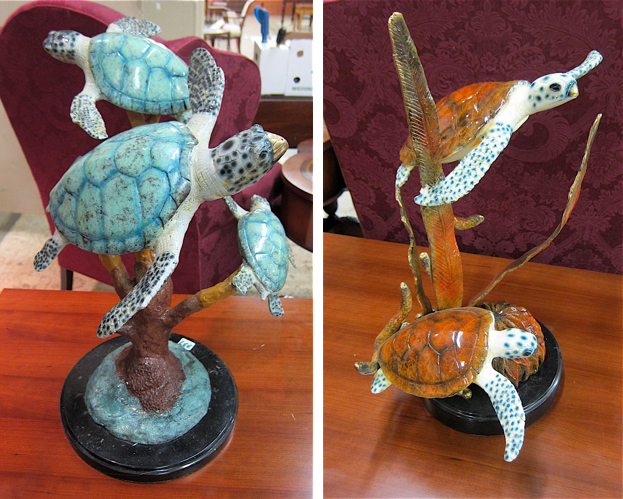 TWO BRONZE MARINE WILDLIFE