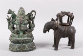 TWO BRONZE MODELS OF ELEPHANTS