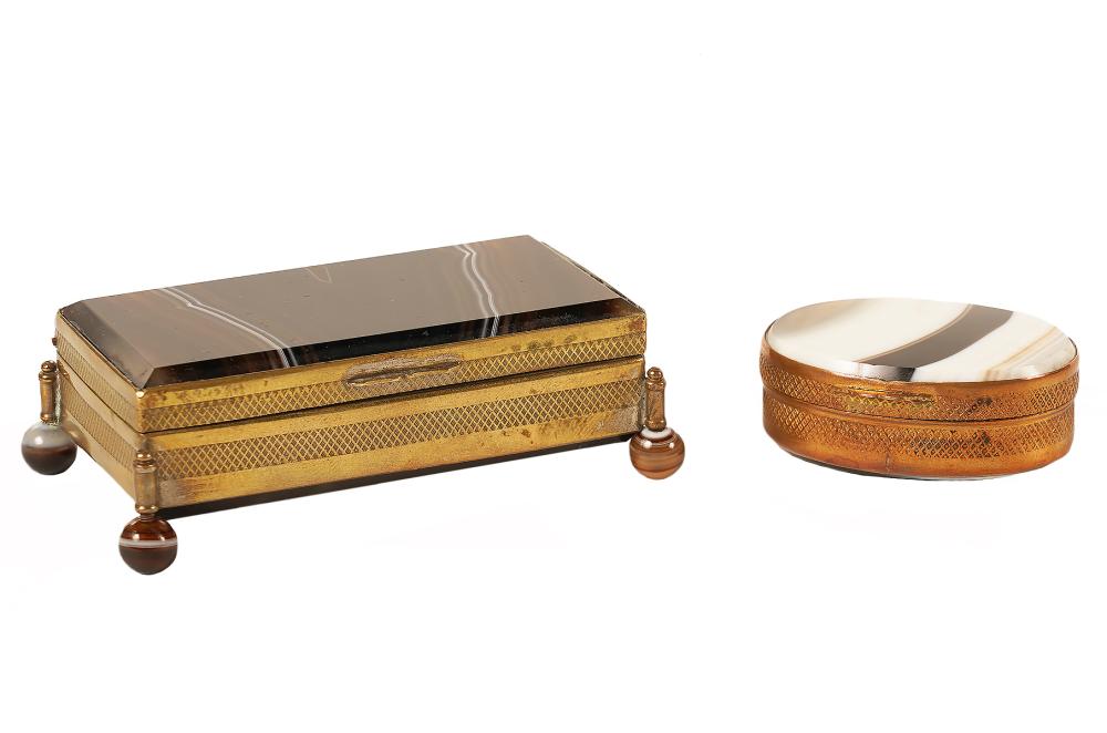 TWO BRONZE MOUNTED AGATE BOXESAgate