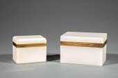 TWO BRONZE-MOUNTED ALABASTER D