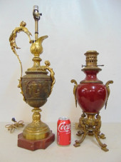 TWO BRONZE MOUNTED TABLE LAMPS