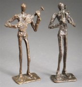 TWO BRONZE MUSICIANS, HEIGHT:
