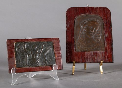 TWO BRONZE PLAQUES DEPICTING