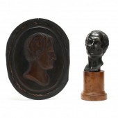 TWO BRONZE SCULPTURAL ITEMS OF