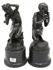 TWO BRONZE SCULPTURES AFTER JE