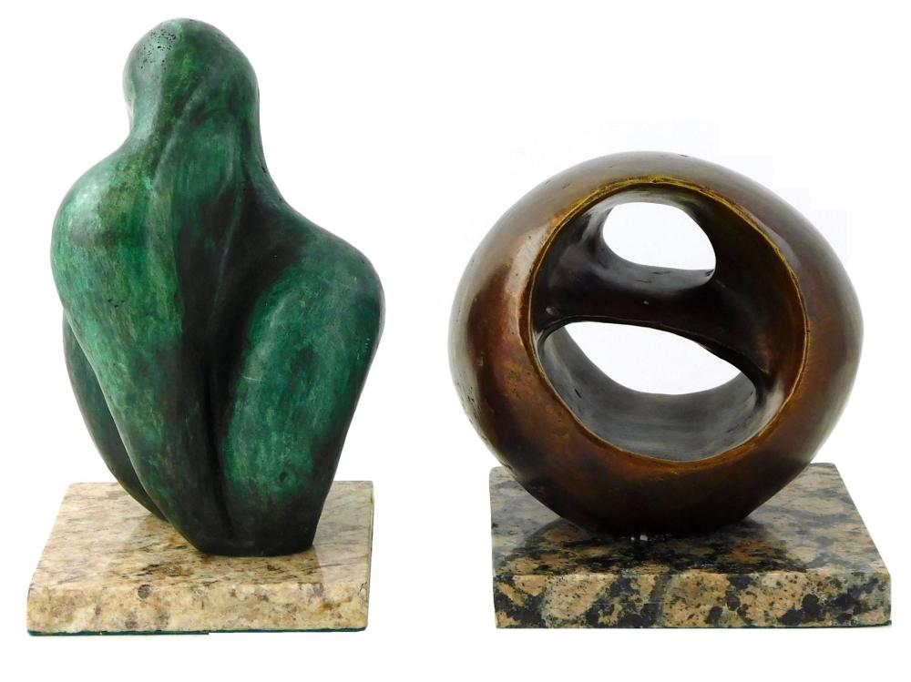 TWO BRONZE SCULPTURES: BIOMORPHIC