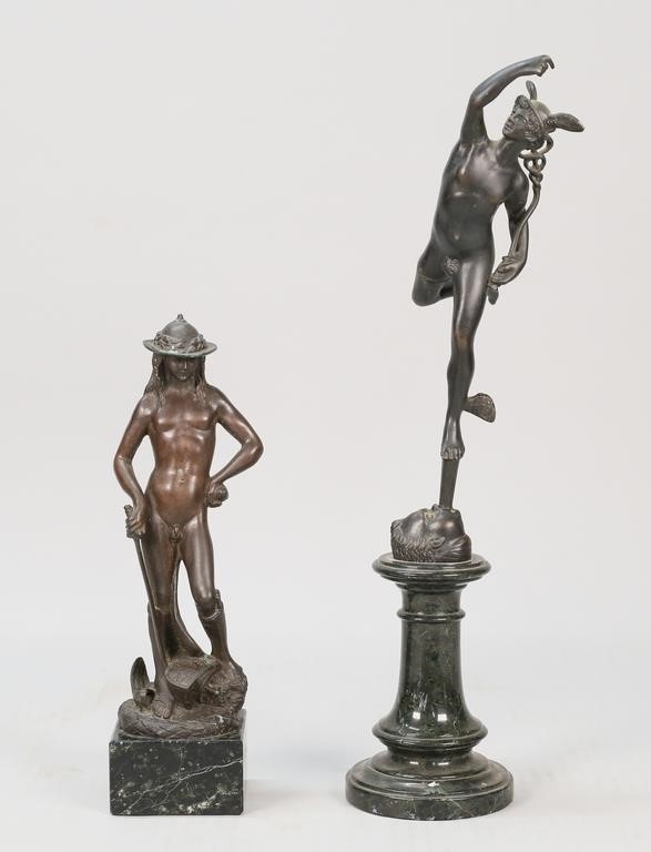 TWO BRONZE SCULPTURES, MERCURY