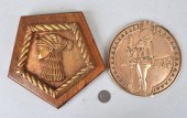 TWO BRONZE SHIP'S BADGES"Cleop