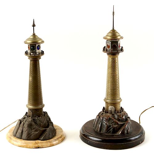 TWO BRONZE TABLE LAMPS FORM OF