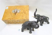 TWO BRONZE-TONED ELEPHANT PLUS