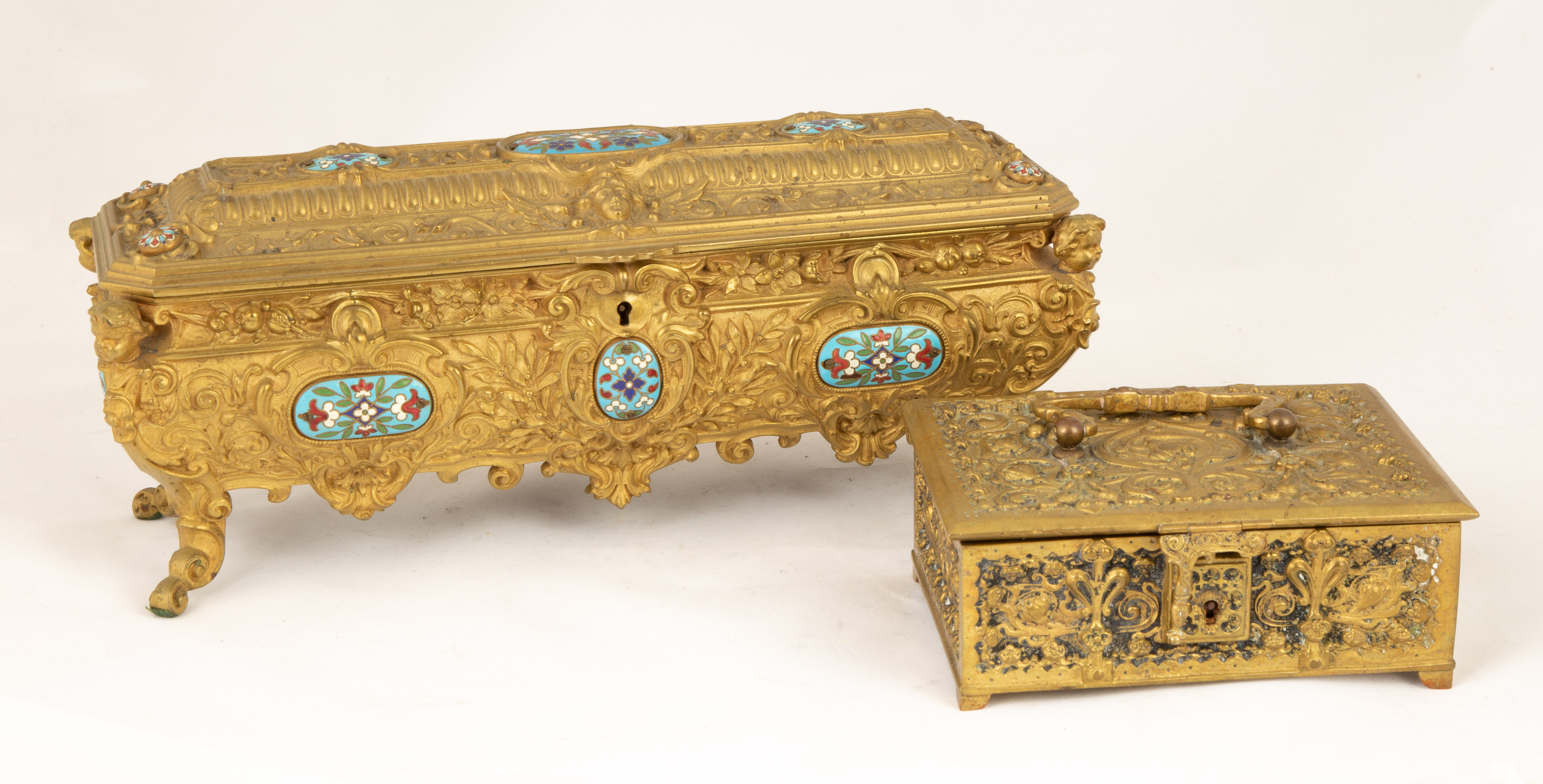 TWO BRONZE VICTORIAN BOXES 19th