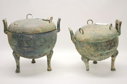 TWO BRONZE WARRING STATES COVERED