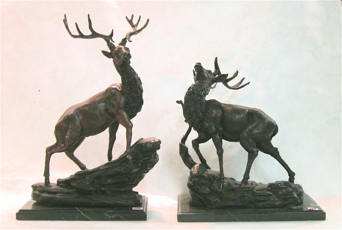 TWO BRONZE WILDLIFE SCULPTURES each
