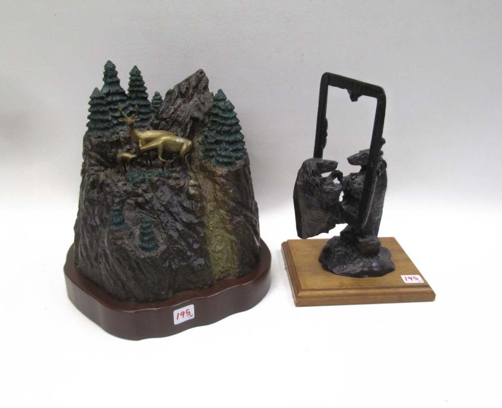 TWO BRONZE WILDLIFE SCULPTURES: