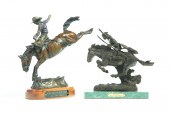 TWO BRONZES OF COWBOY AND INDI