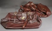 TWO BROWN LEATHER SHOULDER OVE
