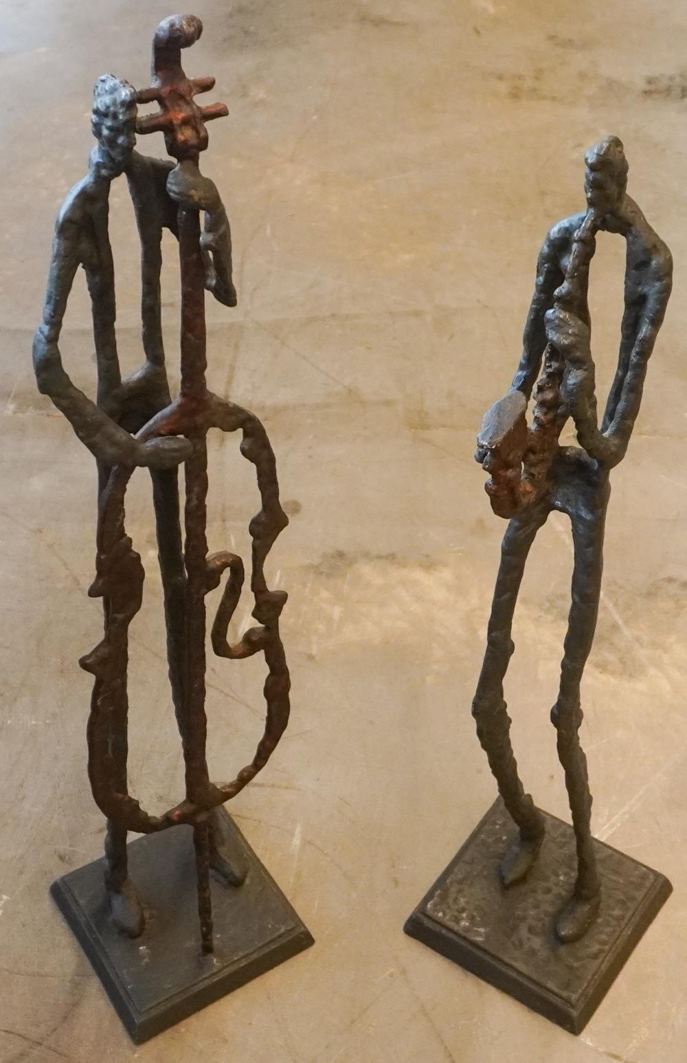 TWO BRUTALIST PATINATED METAL