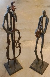 TWO BRUTALIST PATINATED METAL