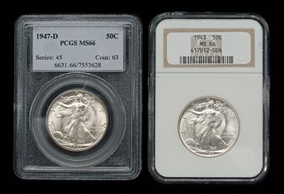 Two BU Walking Liberty half