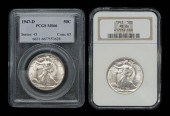 Two BU Walking Liberty half do