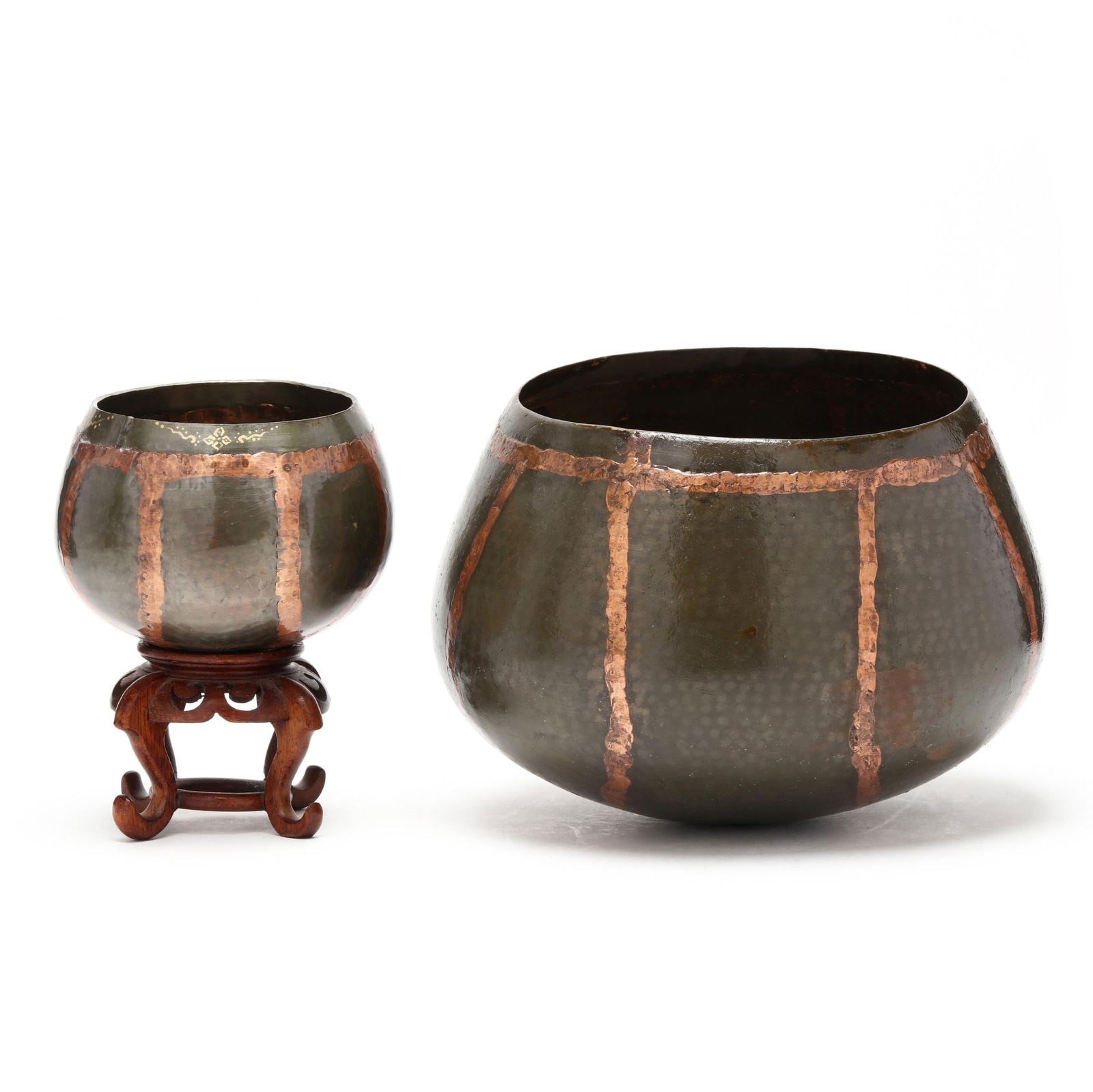 TWO BUDDHIST COPPER ALMS BOWLSTwo