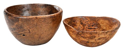 TWO BURLWOOD TREENWARE