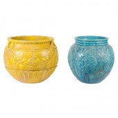 Two Burmantofts Majolica Jardi