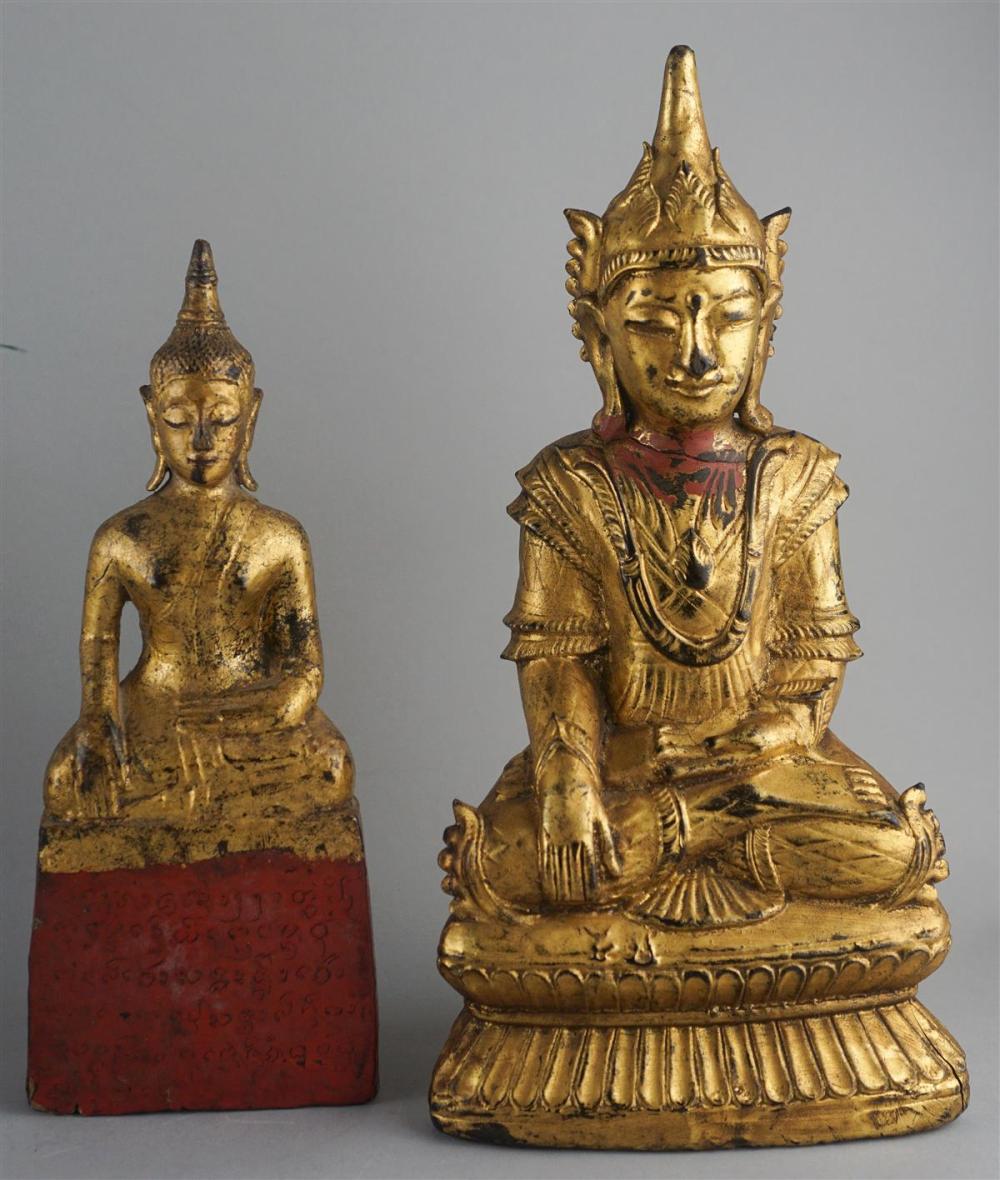 TWO BURMESE GILTWOOD FIGURES OF THE