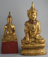 TWO BURMESE GILTWOOD FIGURES O