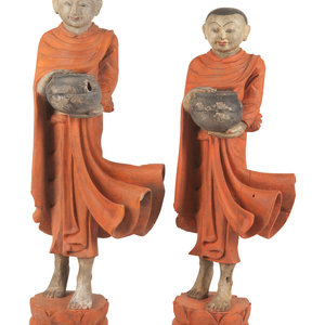 Two Burmese Polychrome Painted