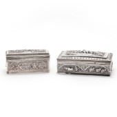 TWO BURMESE SILVER BOXES<br>Tw