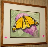 TWO BUTTERFLY WATERCOLORS BY A