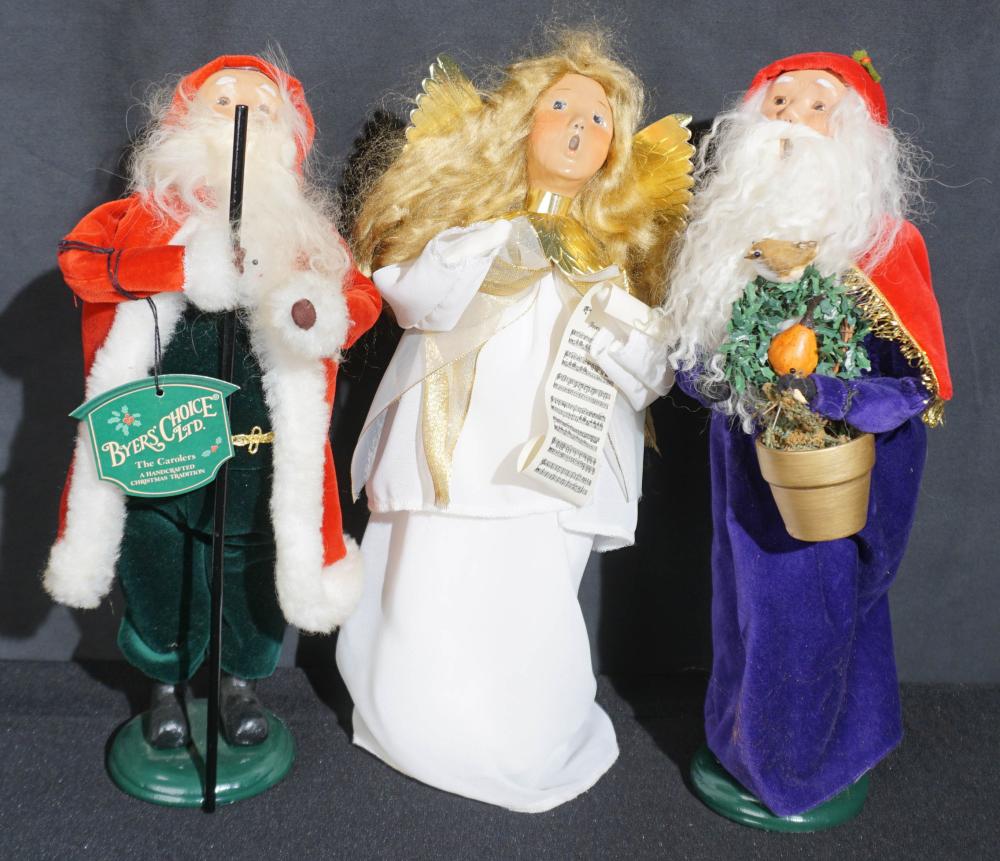 TWO BYERS CHOICE SANTAS AND A
