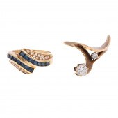 TWO BYPASS DIAMOND RINGS IN 14