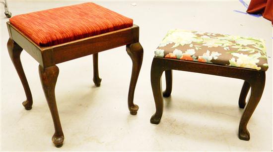 Two cabriole leg foot stools 